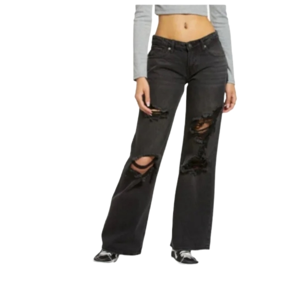 NWT...B.P. Distressed Black Flare Jeans...Size 32